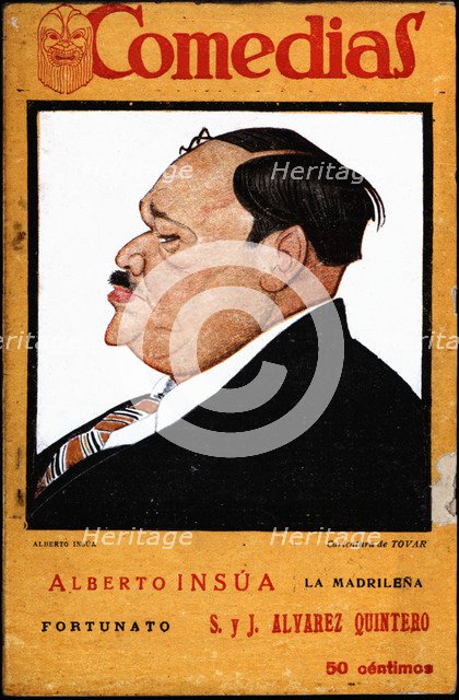 Cover of the publication 'Comedias'. Caricature of Alberto Alvarez Insúa Escobar (1885-1963). Sig…