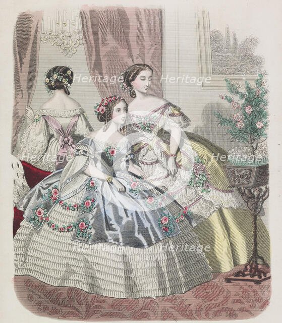 Fashion plate from Le Monde Elégant, 1859. Creator: Unknown.