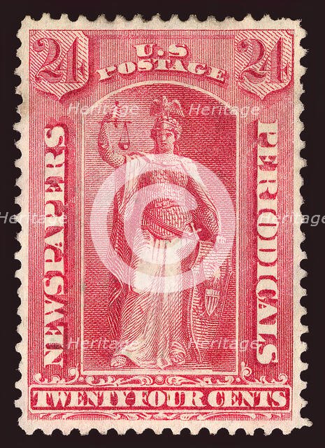 24c Justice Newspapers and Periodicals imprint single, 1875. Creator: Unknown.