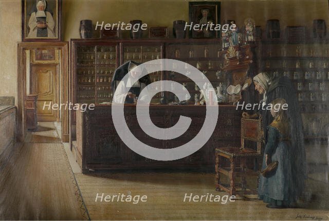 The Pharmacy in the Sint-Janshospitaal in Bruges. Creator: Jules Lambeaux.