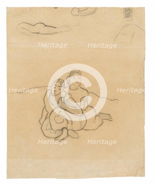 Seated Tahitian Women (related to the painting Nafea faa ipoipo [When Will You Marry?])..., 1891/93. Creator: Paul Gauguin.