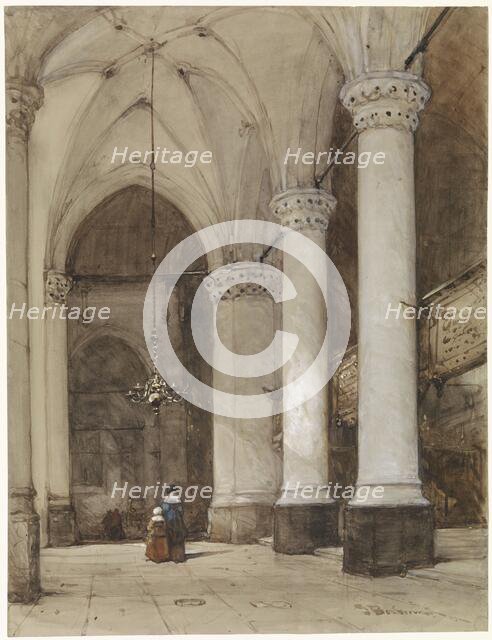 Southern aisle of the Great Church at The Hague, c.1827-c.1891. Creator: Johannes Bosboom.