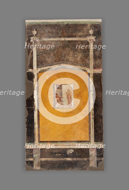 Wall Panel from a Black Ground Frescoed Room, A.D. 1-50. Creator: Unknown.