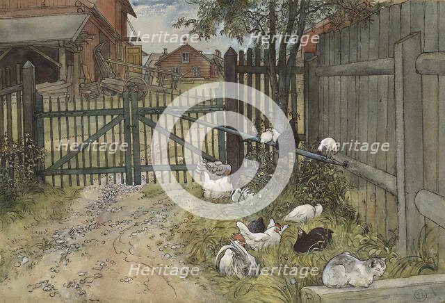 The Gate. From A Home (26 watercolours). Creator: Carl Larsson.