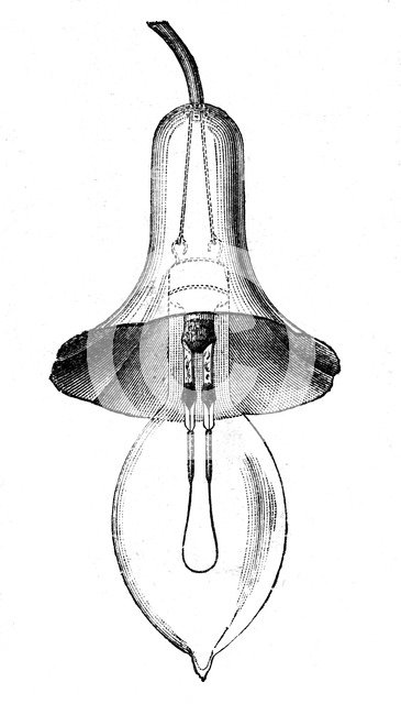 Incandescent filament lamp, glow-lamp, by Lane-Fox, 1883.  Artist: Anon