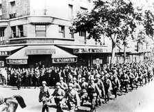 Arrival of the first German troops in Paris, June 1940. Artist: Unknown