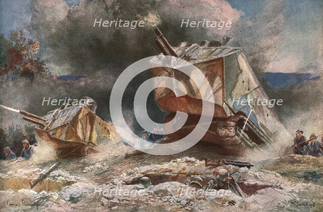 'Sur les Champs de Bataille de 1918; les chars d'assaut', 1918. Creator: Francois Flameng.