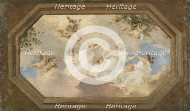 Sketch for the town hall of Suresnes: Circle of bacchantes (central ceiling), 1898. Creator: Edouard Michel Lancon.