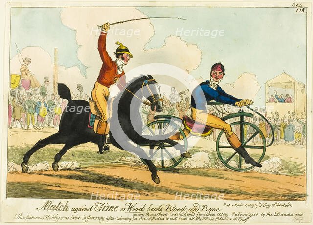 Match Against Time, or Wood beats Blood and Bone, published April 17, 1819. Creator: Charles Williams.