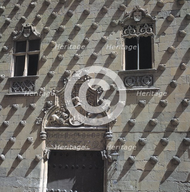 Detail of the façade door of the Casa de las Conchas (Shell's House) in Salamanca.