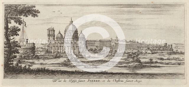 Vuë de l'Eglise sainct Pierre, et du Chasteau Sainct Ange, 1640-1660. Creator: Israel Silvestre.