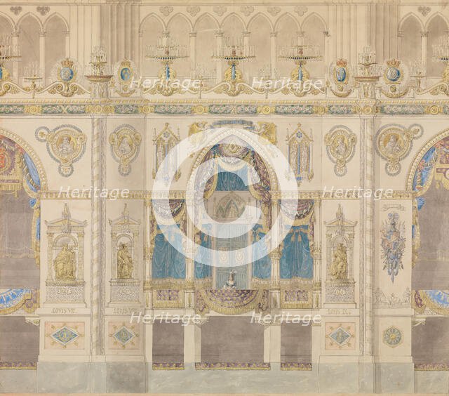 Elevation of the Royal Box for the Coronation of Louis XVIII, Reims Cathedral, n.d.. Creators: Charles Percier, Pierre Francois Leonard Fontaine.