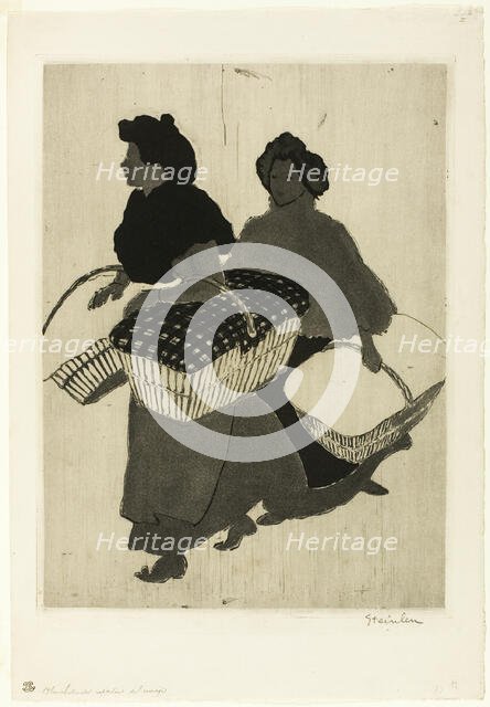 Laundresses Carrying Back Their Work, 1898. Creator: Theophile Alexandre Steinlen.