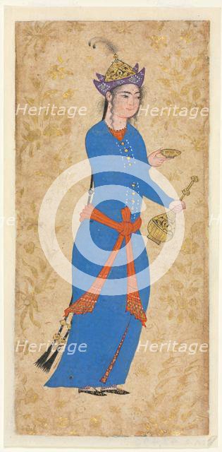 Princess with Wine Bottle and Cup (recto), c. 1550-1600. Creator: Unknown.