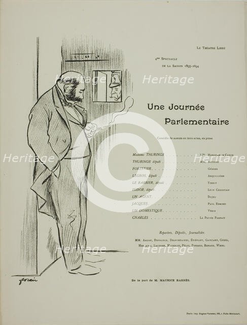 Theater Program for Une Journee Parlementaire, 1893–94. Creator: Jean Louis Forain.