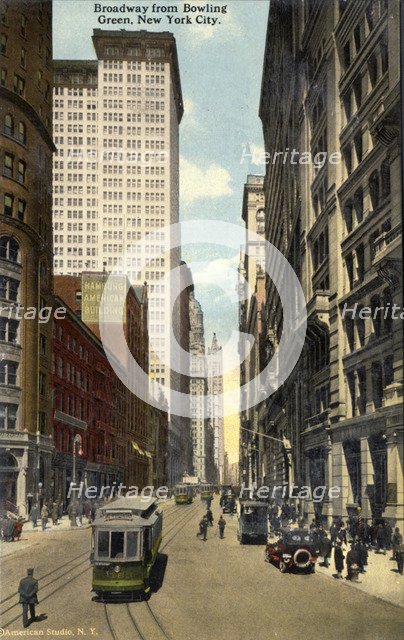 Broadway from Bowling Green, New York City, New York, USA, 1916. Artist: Unknown