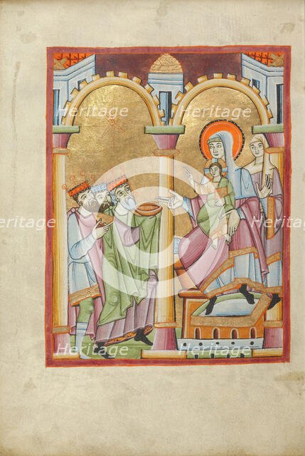 The Adoration of the Magi; Benedictional, about 1030-1040. Creator: Unknown.
