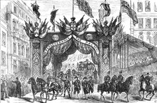 The Lord Mayor's Procession: presenting an address to the Lord Mayor at the Arch..., 1881. Creator: Unknown.