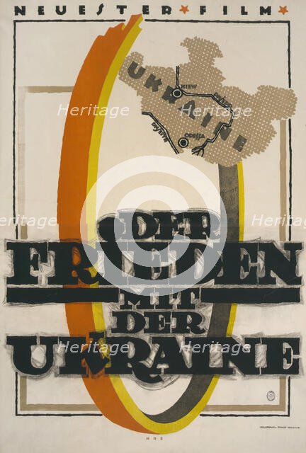Movie poster "Peace with Ukraine", 1918. Creator: Erdt, Hans Rudi (1883-1925).
