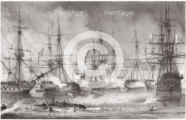 The Naval Battle of Navarino on 20 October 1827, 1828. Artist: Reinagle, George Philip (1802-1835)