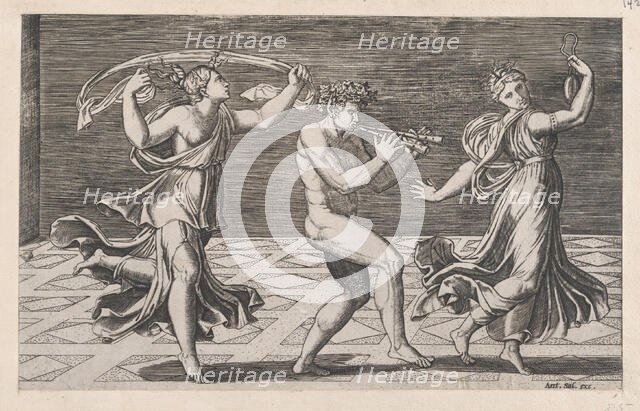 Speculum Romanae Magnificentiae: Dance of Fauns and Bacchants, early 16th ce..., early 16th century. Creators: Anon, Agostino Veneziano.