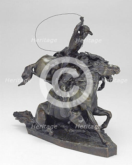Lassoing Wild Horses, 1898. Creator: Solon H. Borglum.