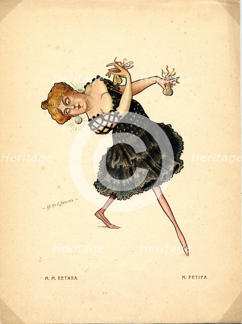 Ballet dancer Marie Petipa (From: Russian Ballet in Caricatures), 1902-1905. Artist: Legat, Nikolai Gustavovich (1869-1937)