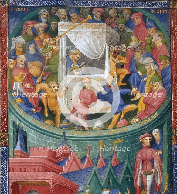 Représentation d'acteurs, mimes et jongleurs. Frontispice du manuscrit Térence dit de Martin Gouge,  Creator: Anonymous.