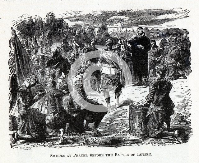 Swedes at Prayer before the Battle of Lützen, 1882. Artist: Anonymous  