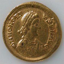 Solidus of Honorius (r. 395-423), Byzantine, 395-423. Creator: Unknown.