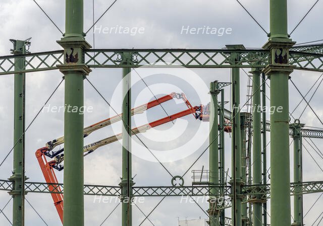 Kennington Lane Gasholder Station, Kennington Lane, Kennington, Lambeth, GLA, 2021. Creator: Chris Redgrave.