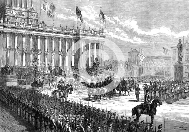 Prince Arthur at Leeds: arrival of the Prince at the Townhall, 1872. Creator: Unknown.