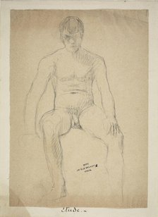 Seated Academic Nude, 1850/60. Creator: Jules Elie Delaunay.