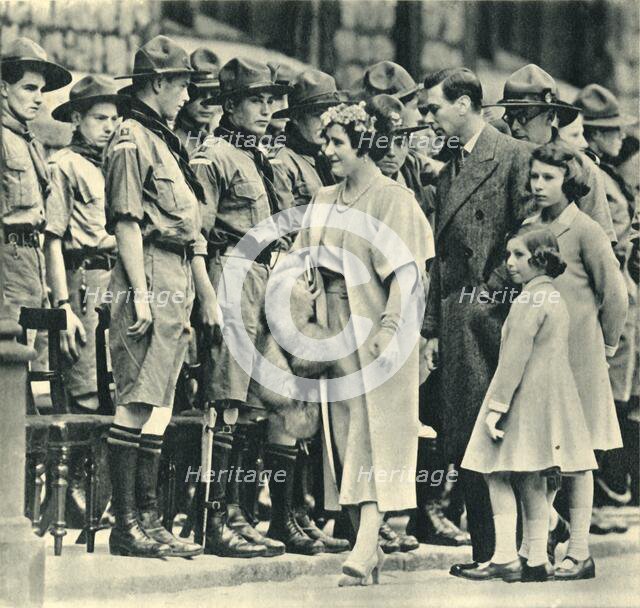'Their Majesties, The King and Queen, with the Princesses Inspecting Boys Who Have Become Scouts Des Creator: Unknown.