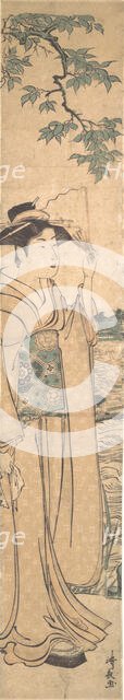 Woman with Fan on the Banks of the Sumida River. Creator: Torii Kiyonaga.