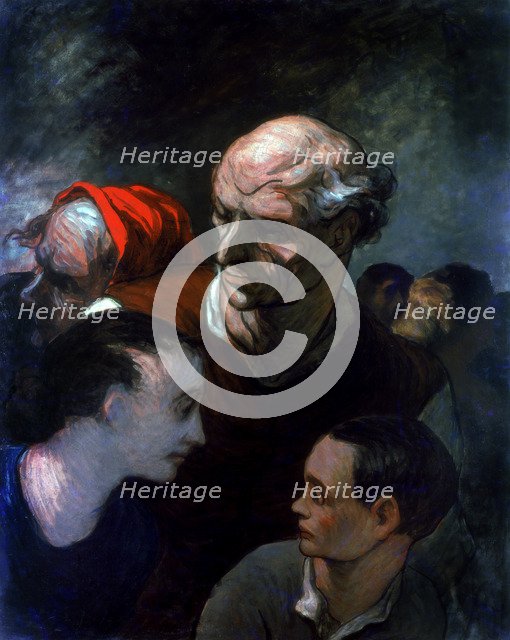 'Family in a Barricade during the Paris Commune', 1870. Artist: Honoré Daumier