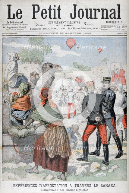 Hot air baloons crossing the Sahara desert, 1903. Artist: Unknown