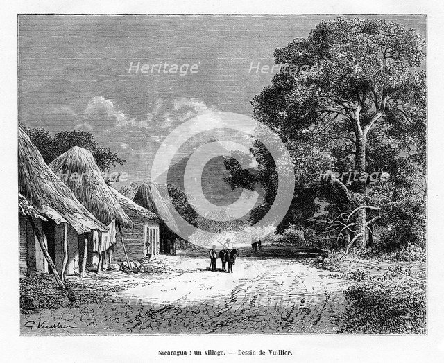 A village, Nicaragua, 19th century. Artist: Vuillier