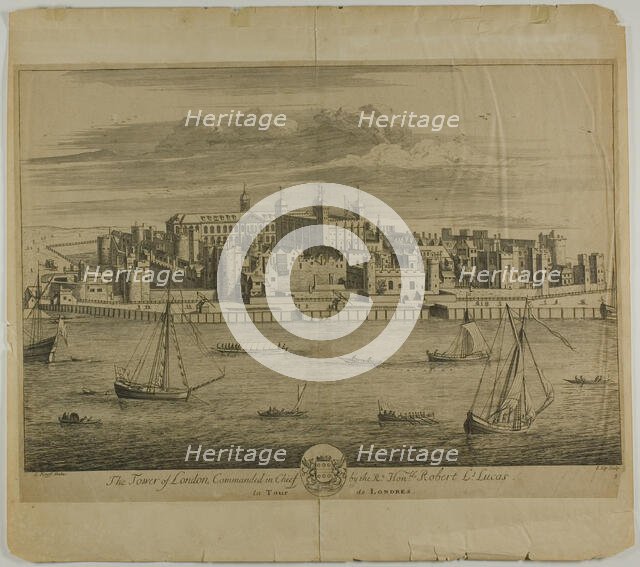 The Tower of London, plate five from Britannia Illustrata, published 1707. Creator: Johannes Kip.