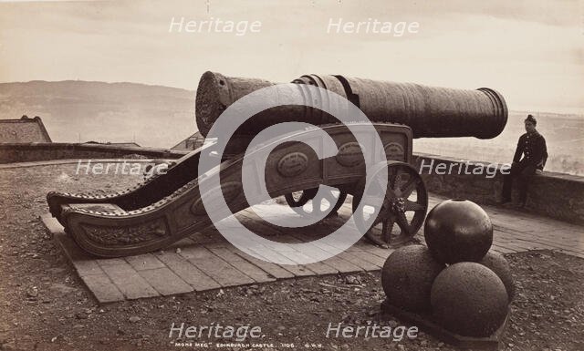 Man with Cannon, Edinburgh Castle, between 1870 and 1880. Creator: George Washington Wilson.