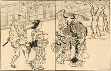 Three women and male servant, 1730, (1924). Creator: Nishikawa Sukenobu.
