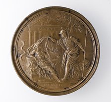 Medal of Francesco Redi: Minerva Unveiling Nature (image 2 of 2), 1684. Creator: Massimiliano Soldani.