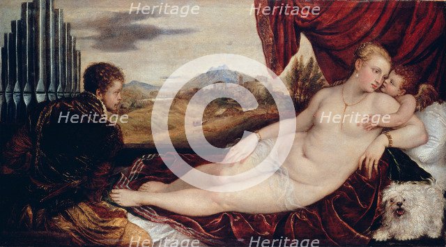 Venus with the Organ Player, c. 1550. Artist: Titian (1488-1576)
