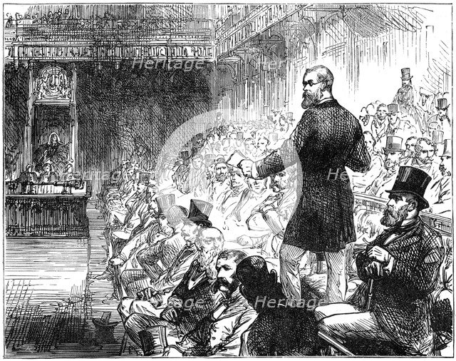 Mr Plimsoll addressing the House of Commons, London, mid-late 19th century, (1900). Artist: Unknown
