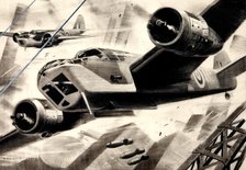 Wing Commander H I Edwards, RAF: aircraft in bombing raid, between 1939 and 1946. Creators: Central Office of Information, Reginald Mount.