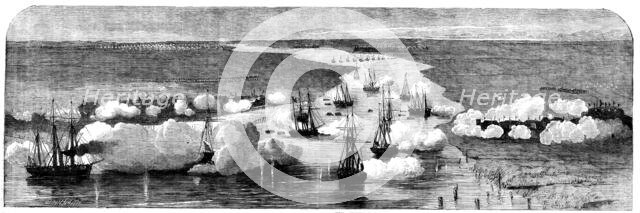 The Attack on the Peiho Forts by the English and French Fleets, 1858. Creator: Harvey Orrin Smith.