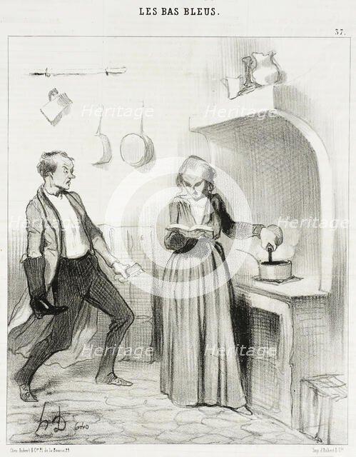 Allons bon!...la v'là qui...verse du cirage dans mon chocolat!..., 1844. Creator: Honore Daumier.