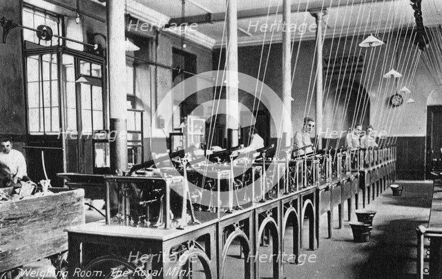 The Weighing Room, the Royal Mint, Tower Hill, London, 20th century. Artist: Unknown