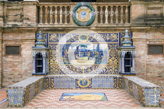 Tiled alcove in the Plaza de Espana, Seville, Andalusia, Spain, 2007. Artist: Samuel Magal