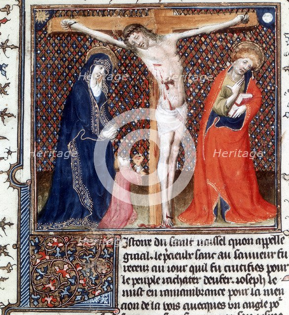 Joseph of Arimathea receiving Christ's blood, 15th century. Artist: Unknown